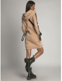 Insulated sports dress with a hood, beige FI558 - Online store - Boutique